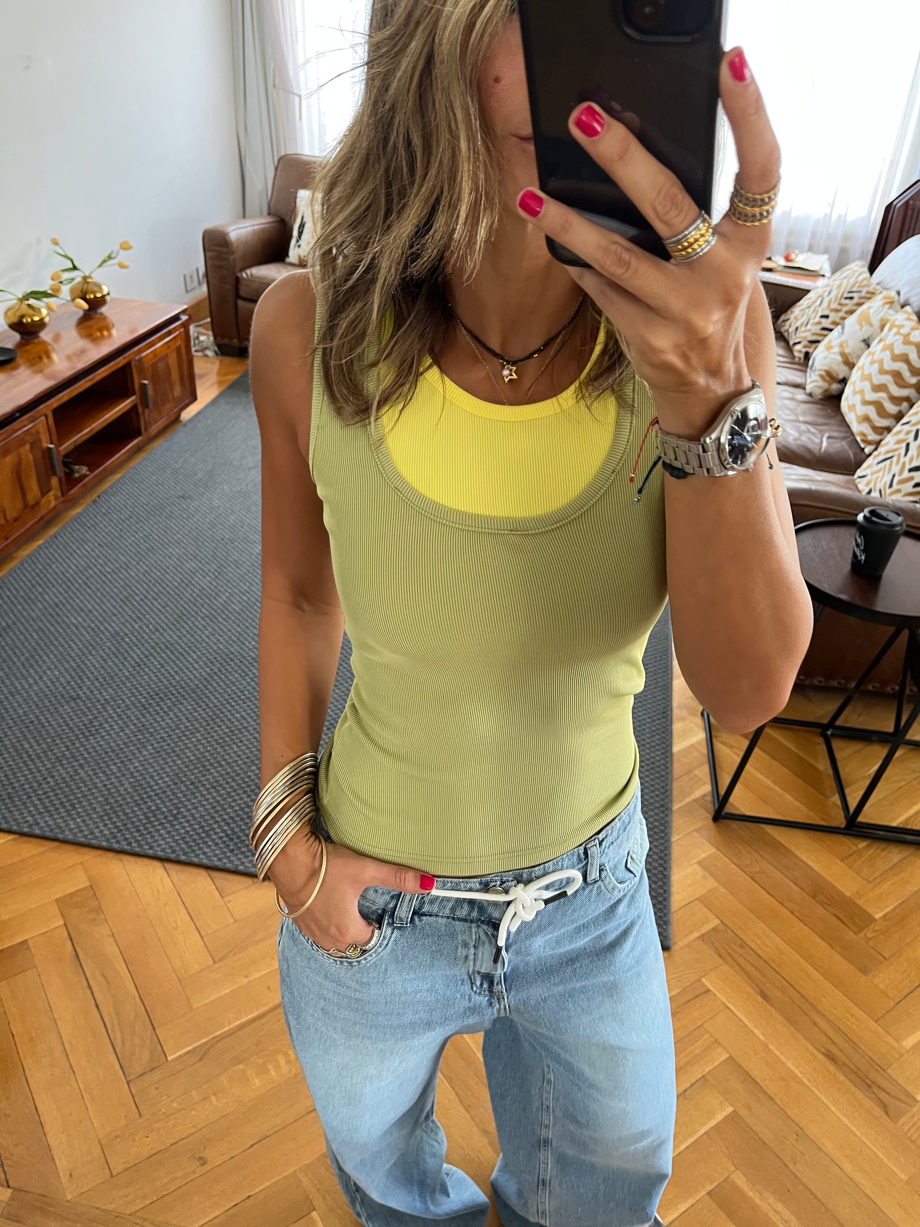 Lime & Yellow 130 Double Layer Top