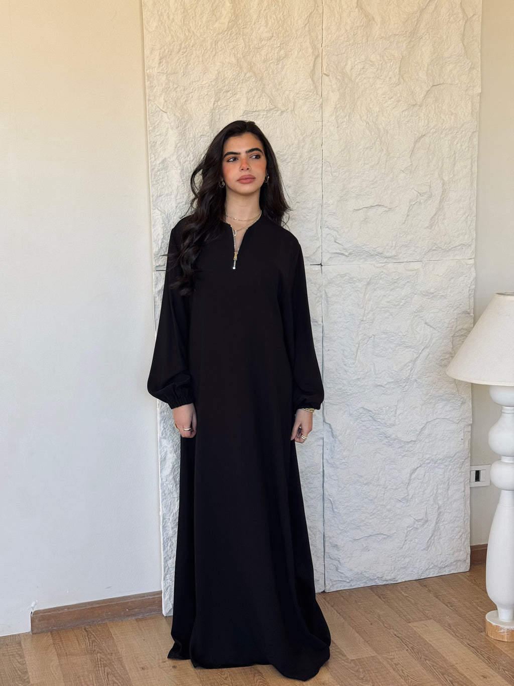 Black Long Zip Up Dress