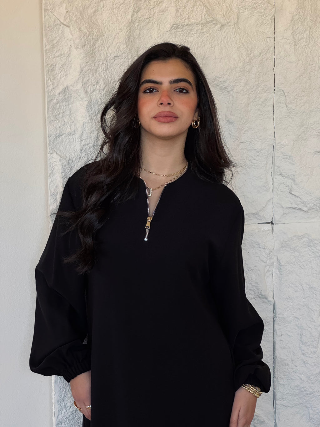 Black Long Zip Up Dress