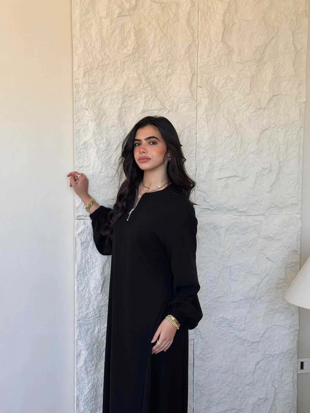 Black Long Zip Up Dress