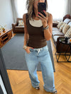 Brown & Beige 130 Double Layer Top