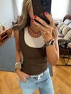 Brown & Beige 130 Double Layer Top