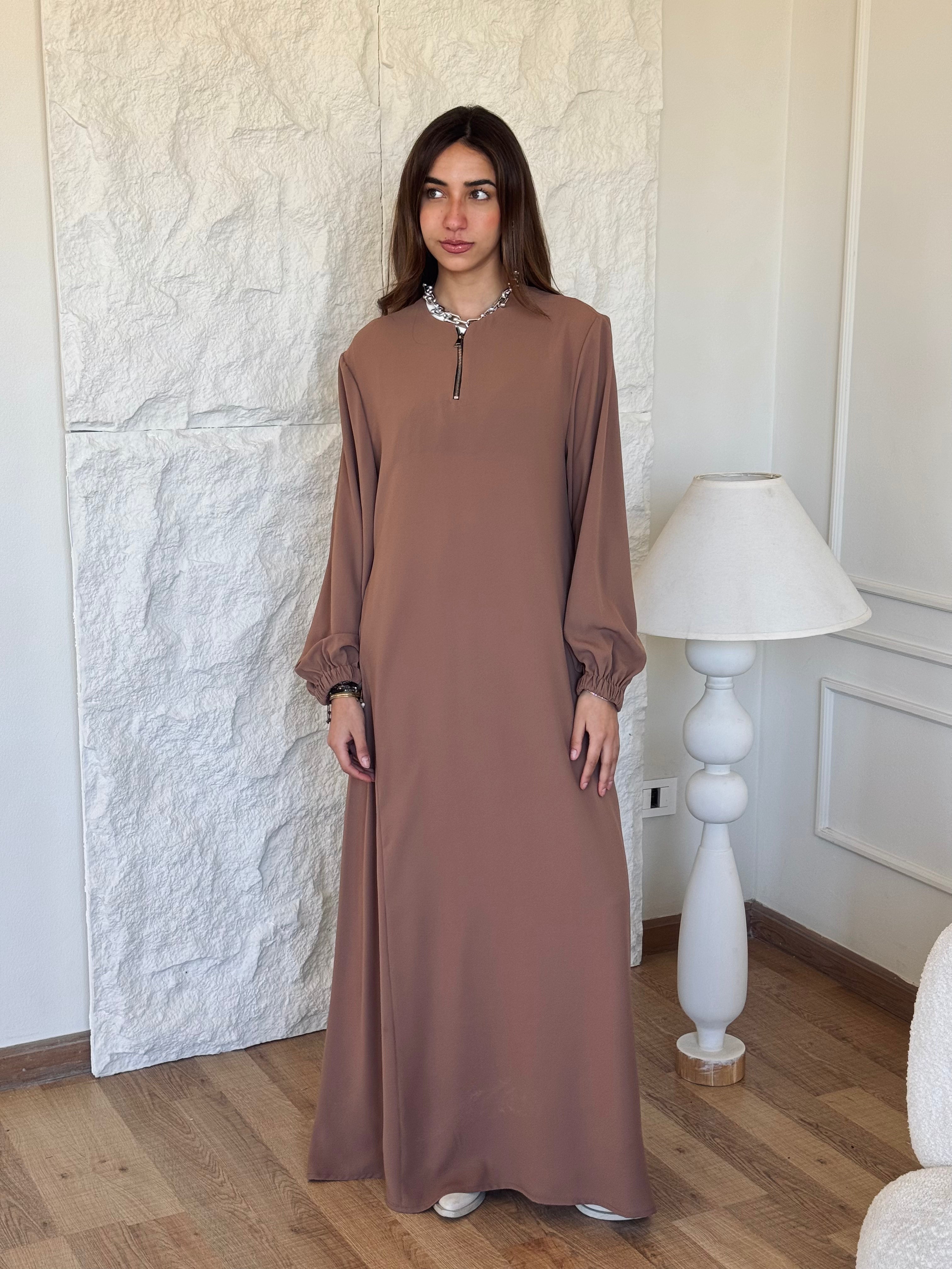 Cafe Long Zip Up Dress