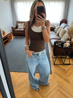Brown & Beige 130 Double Layer Top
