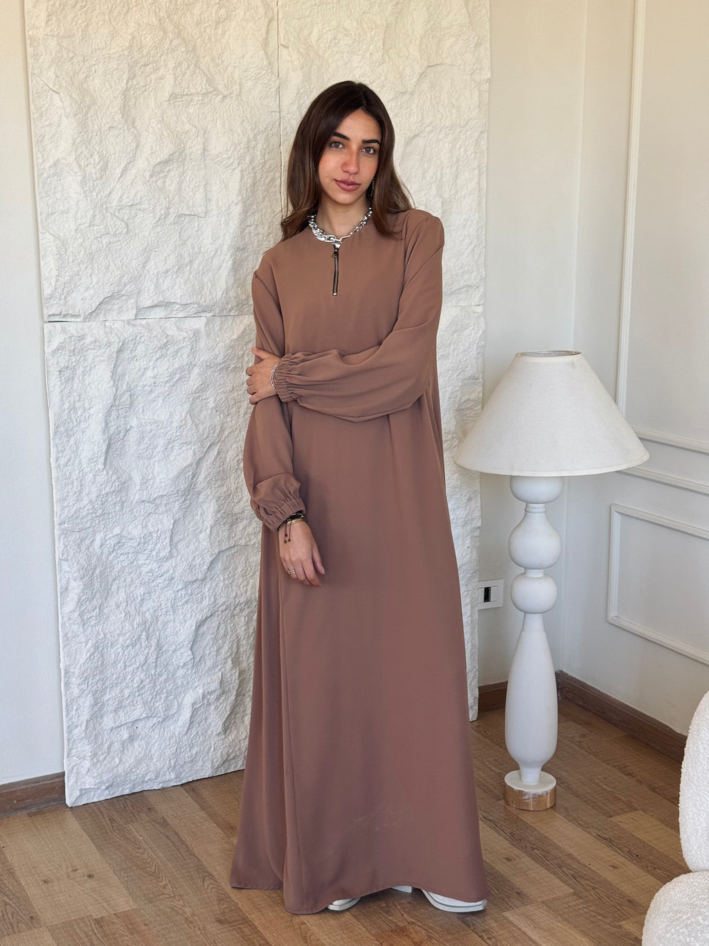 Cafe Long Zip Up Dress
