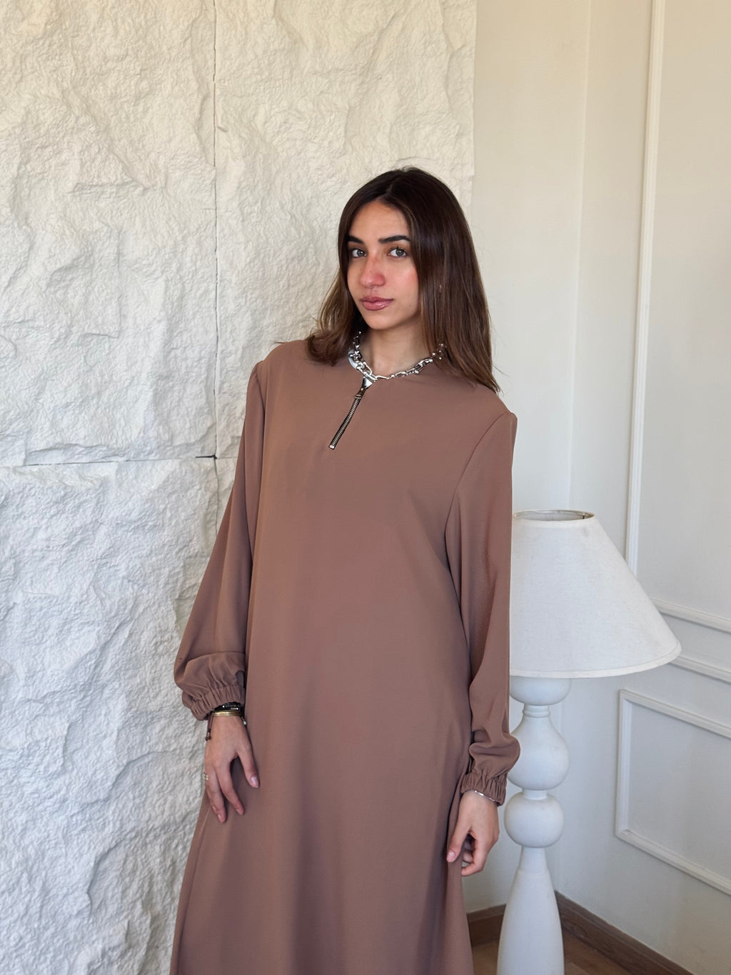 Cafe Long Zip Up Dress