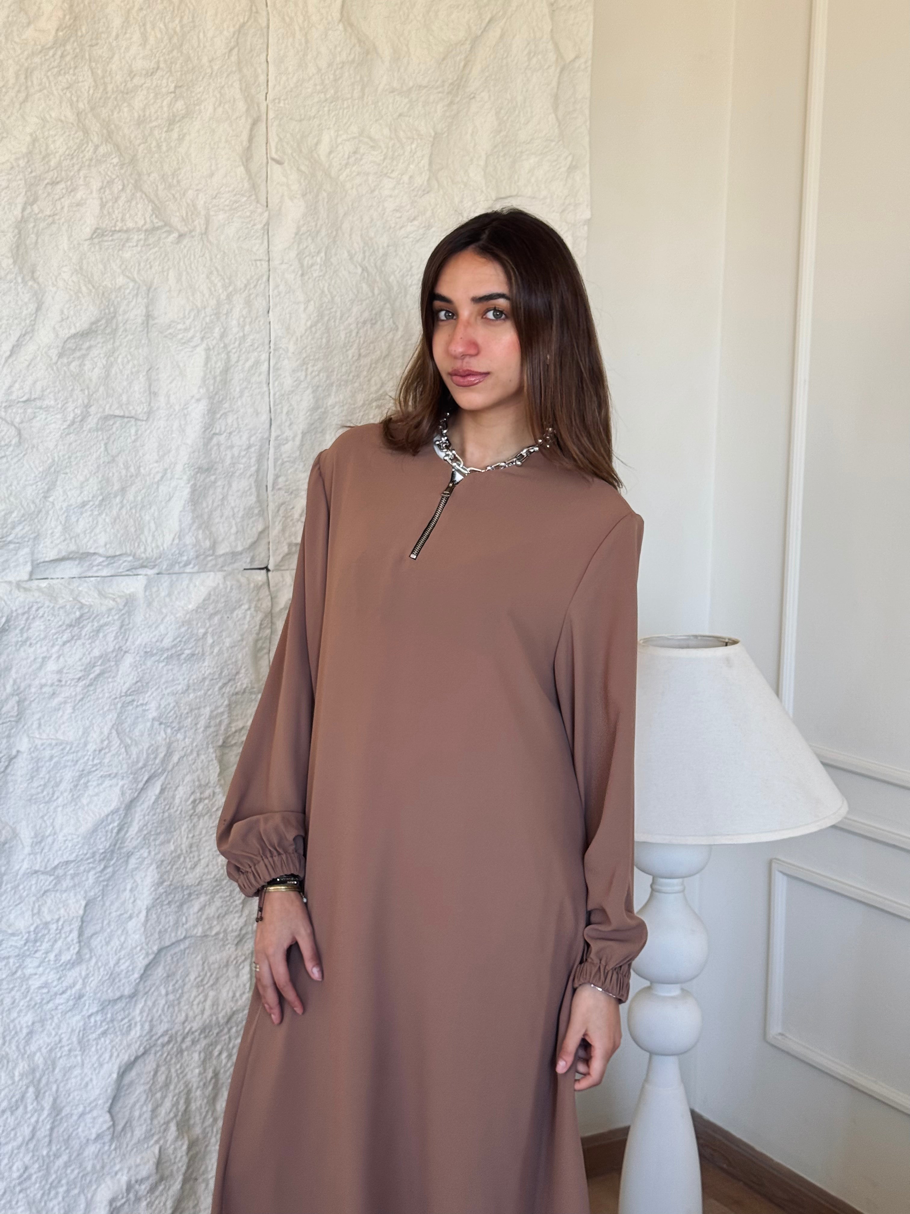 Cafe Long Zip Up Dress