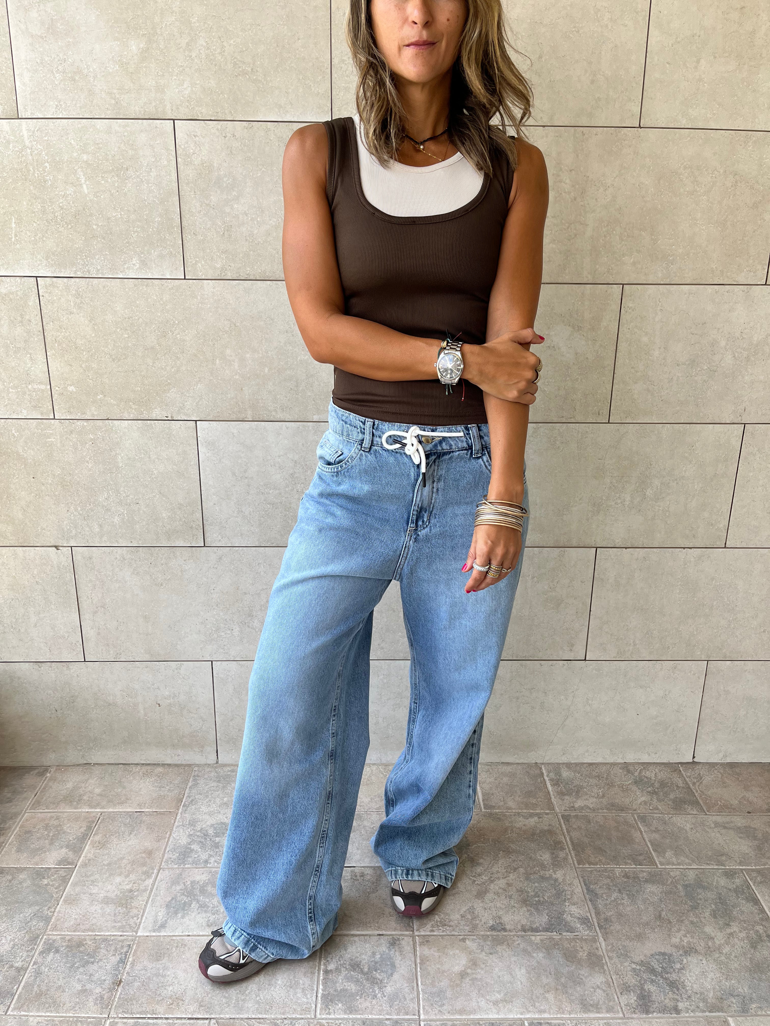 Brown & Beige 130 Double Layer Top