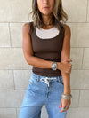 Brown & Beige 130 Double Layer Top