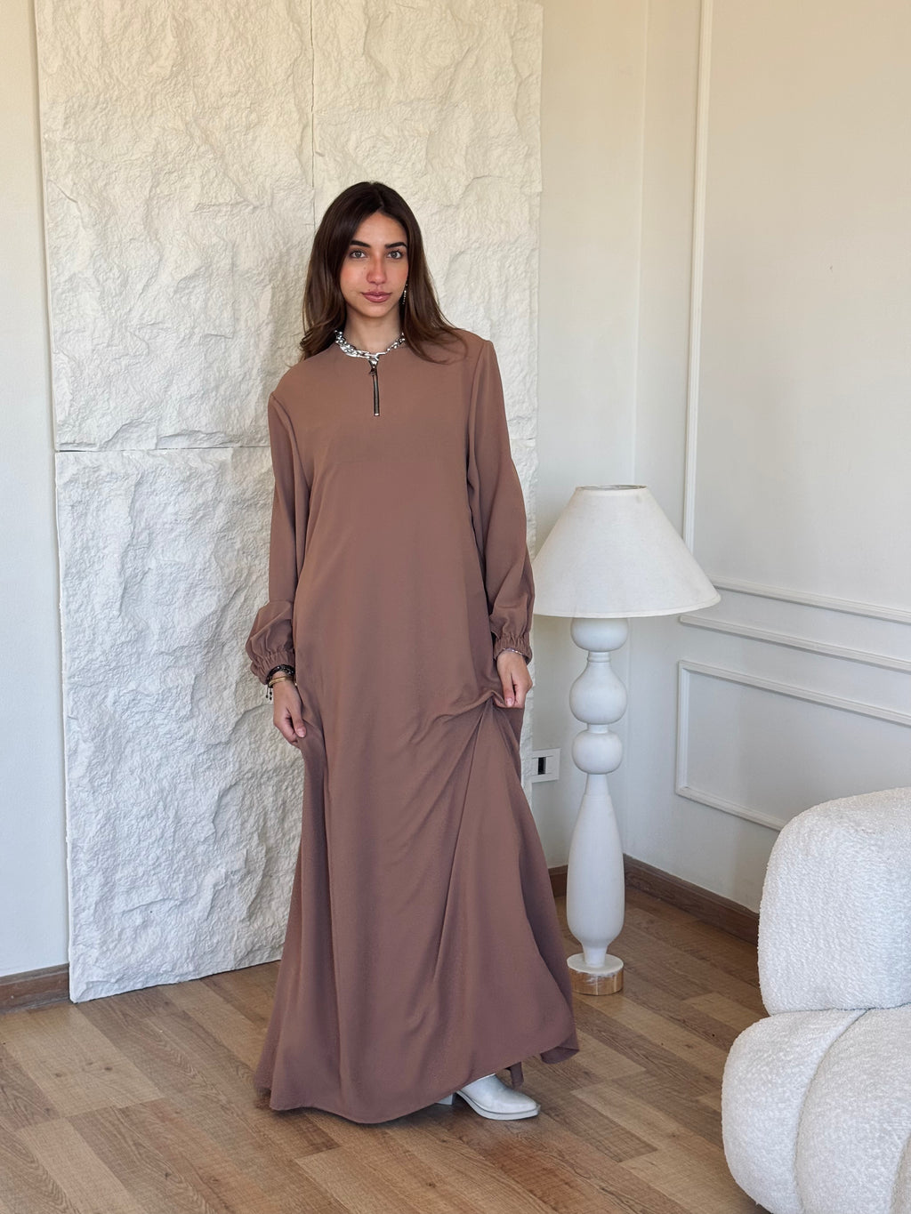 Cafe Long Zip Up Dress