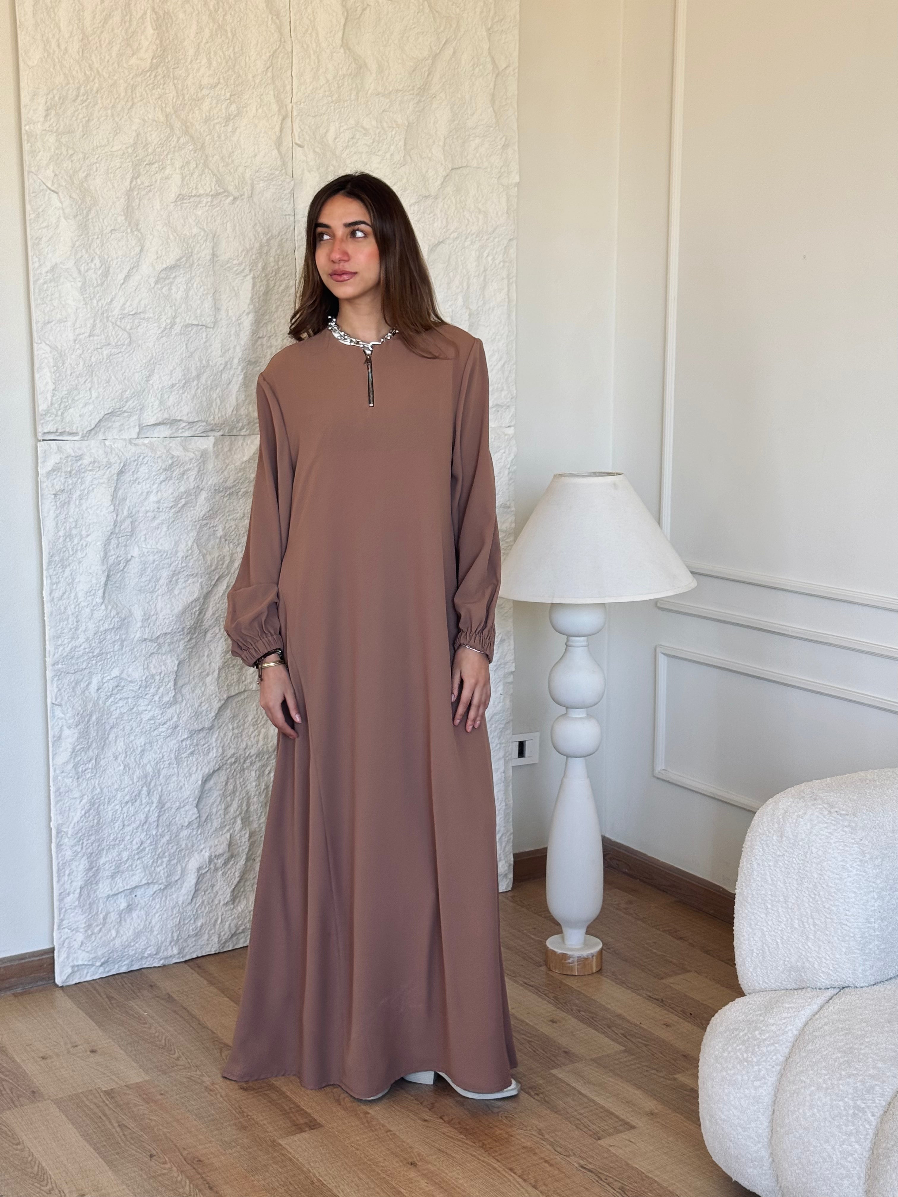 Cafe Long Zip Up Dress