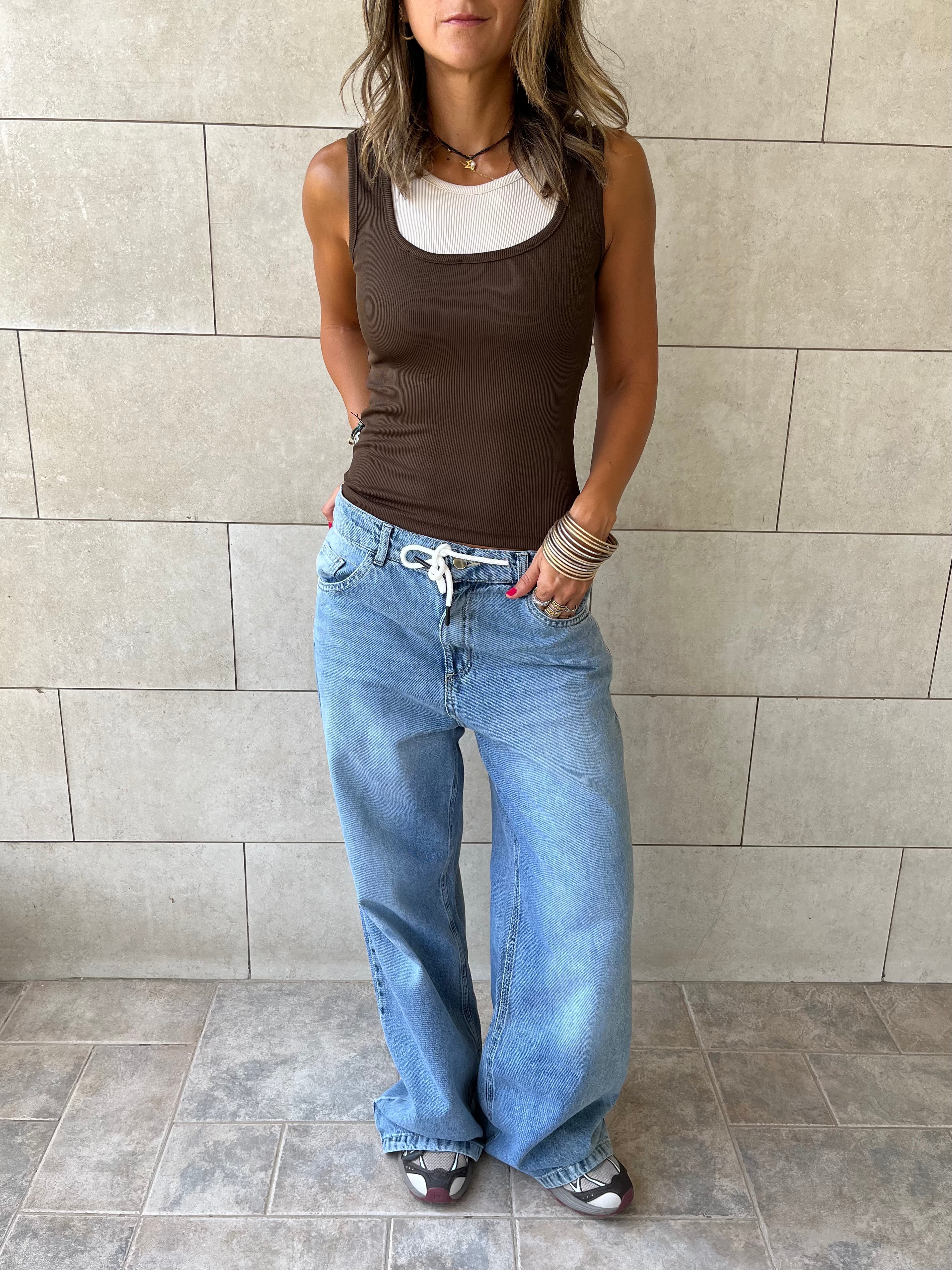 Brown & Beige 130 Double Layer Top