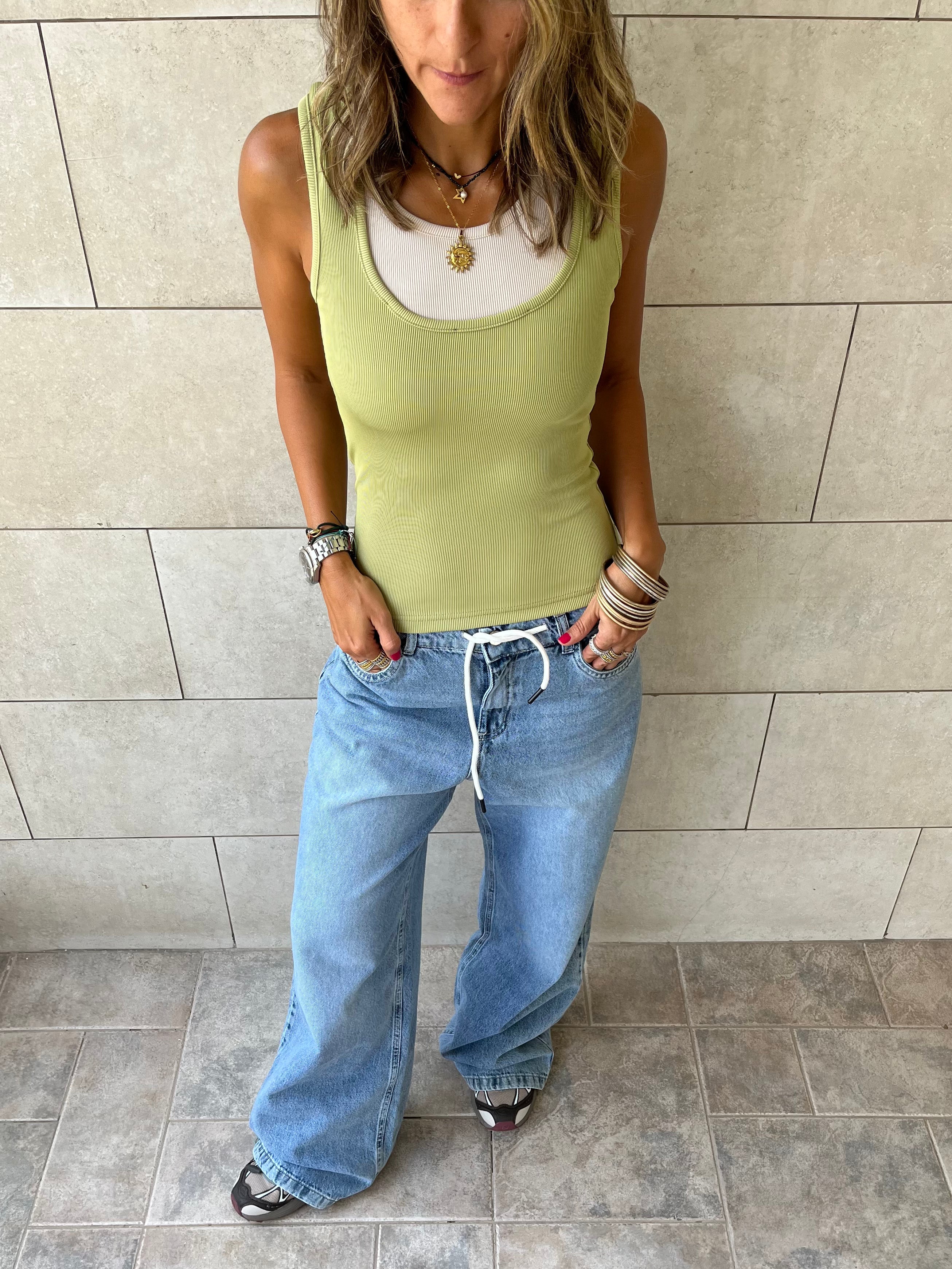 Lime & Beige 130 Double Layer Top