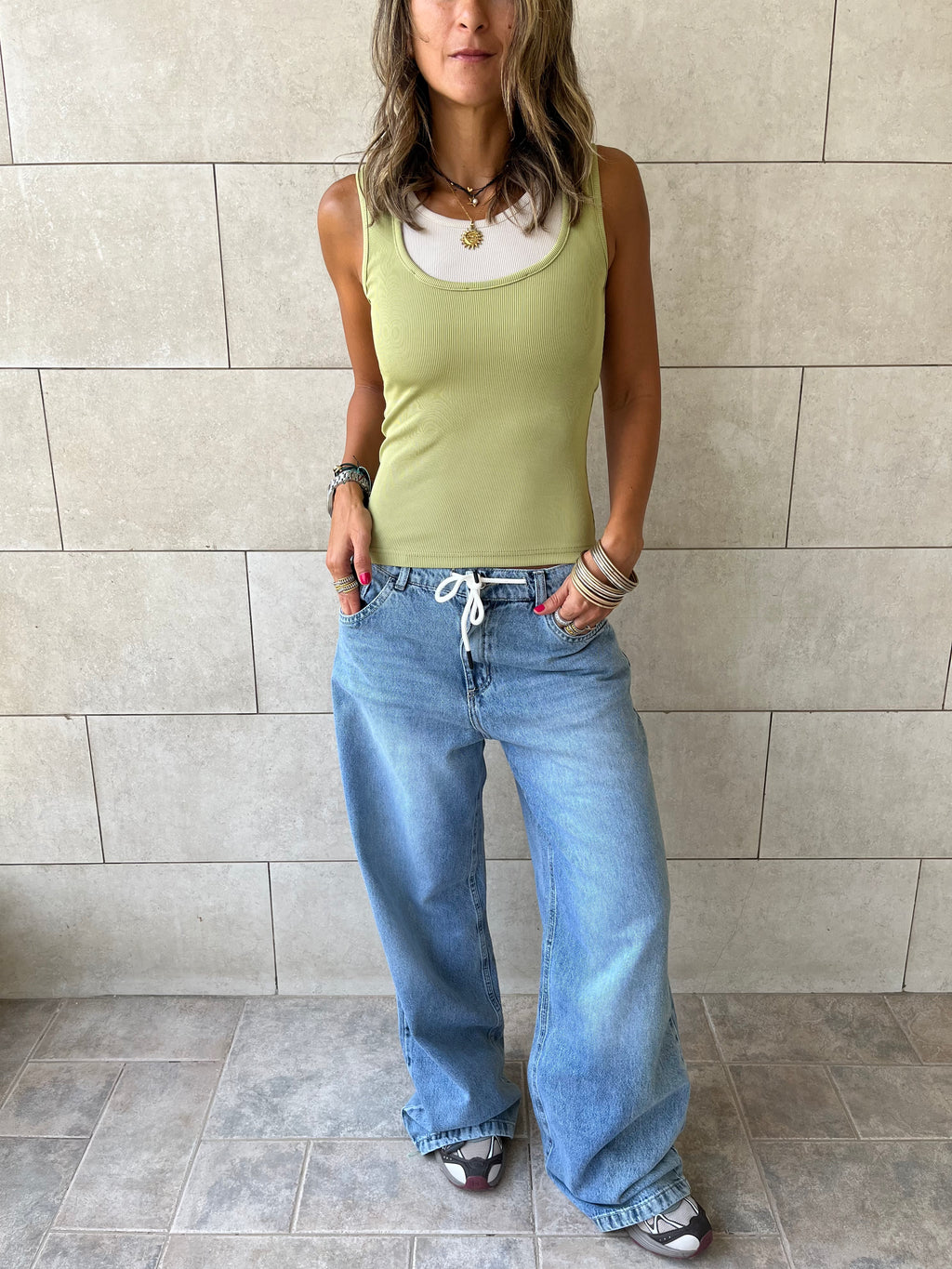 Lime & Beige 130 Double Layer Top