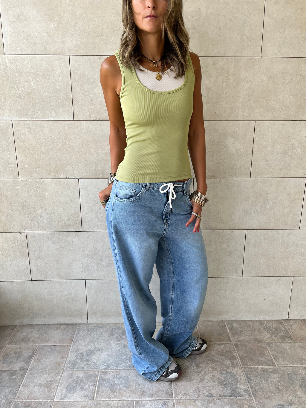 Lime & Beige 130 Double Layer Top