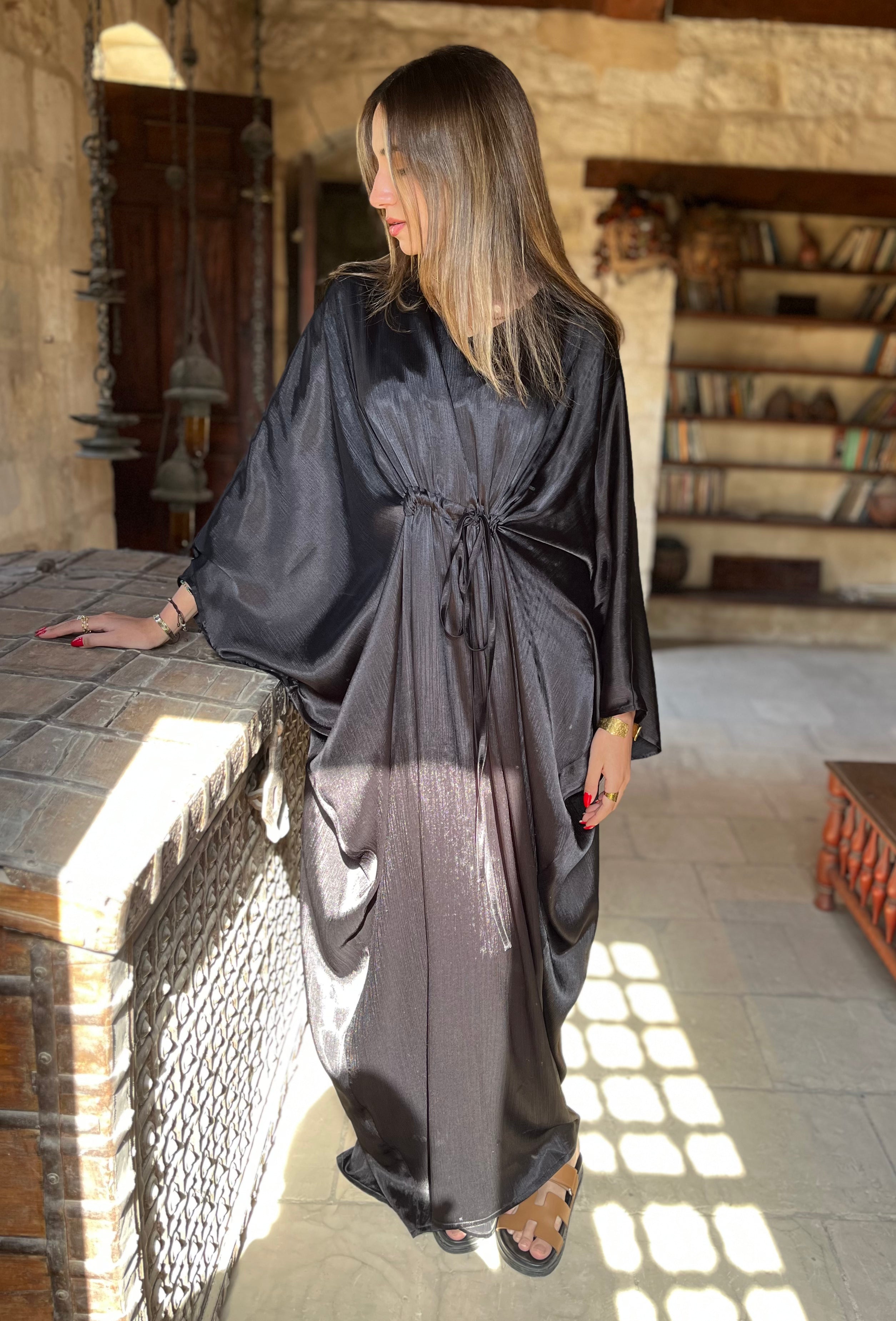 Black Shimmery Nubian Kaftan