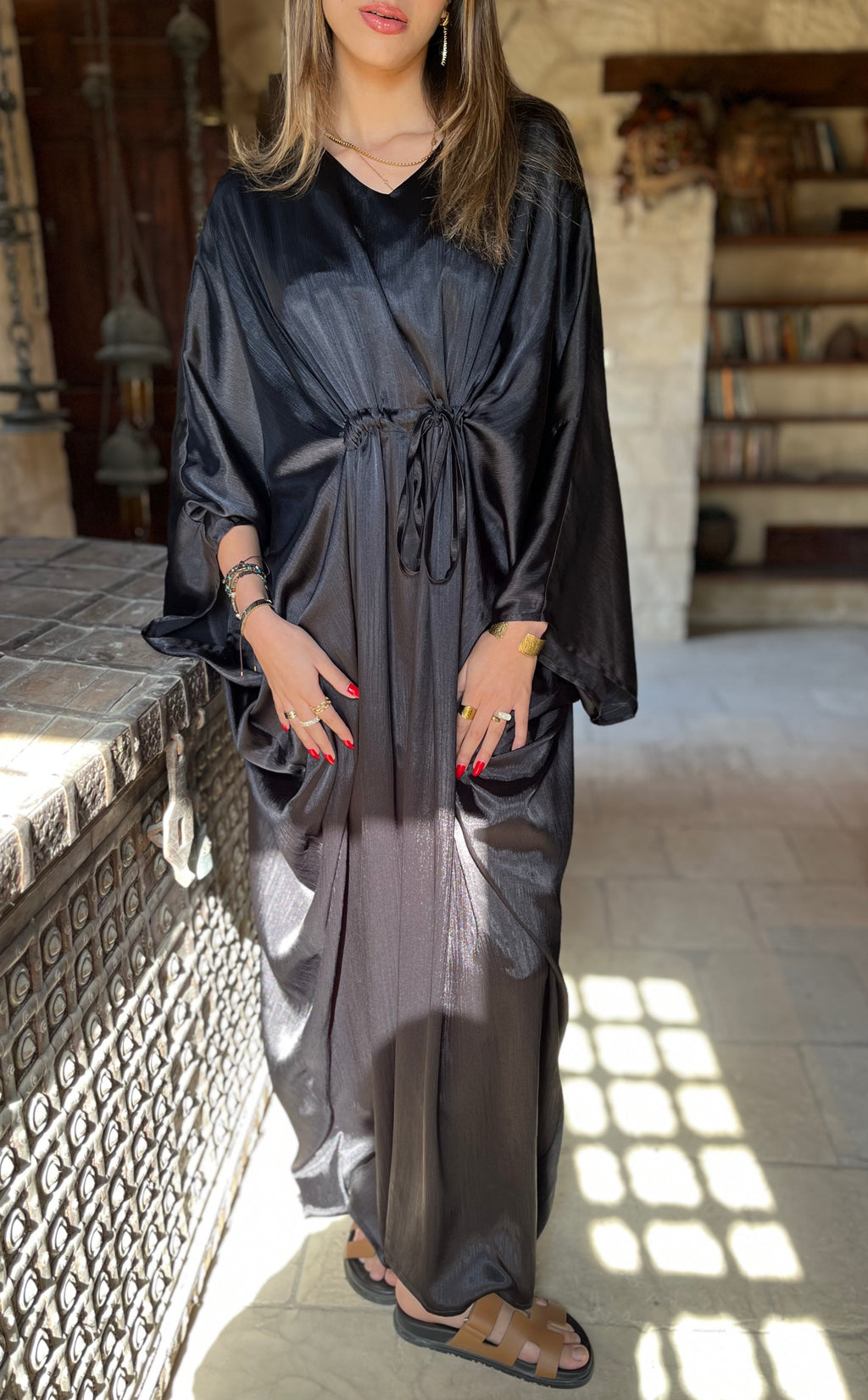 Black Shimmery Nubian Kaftan