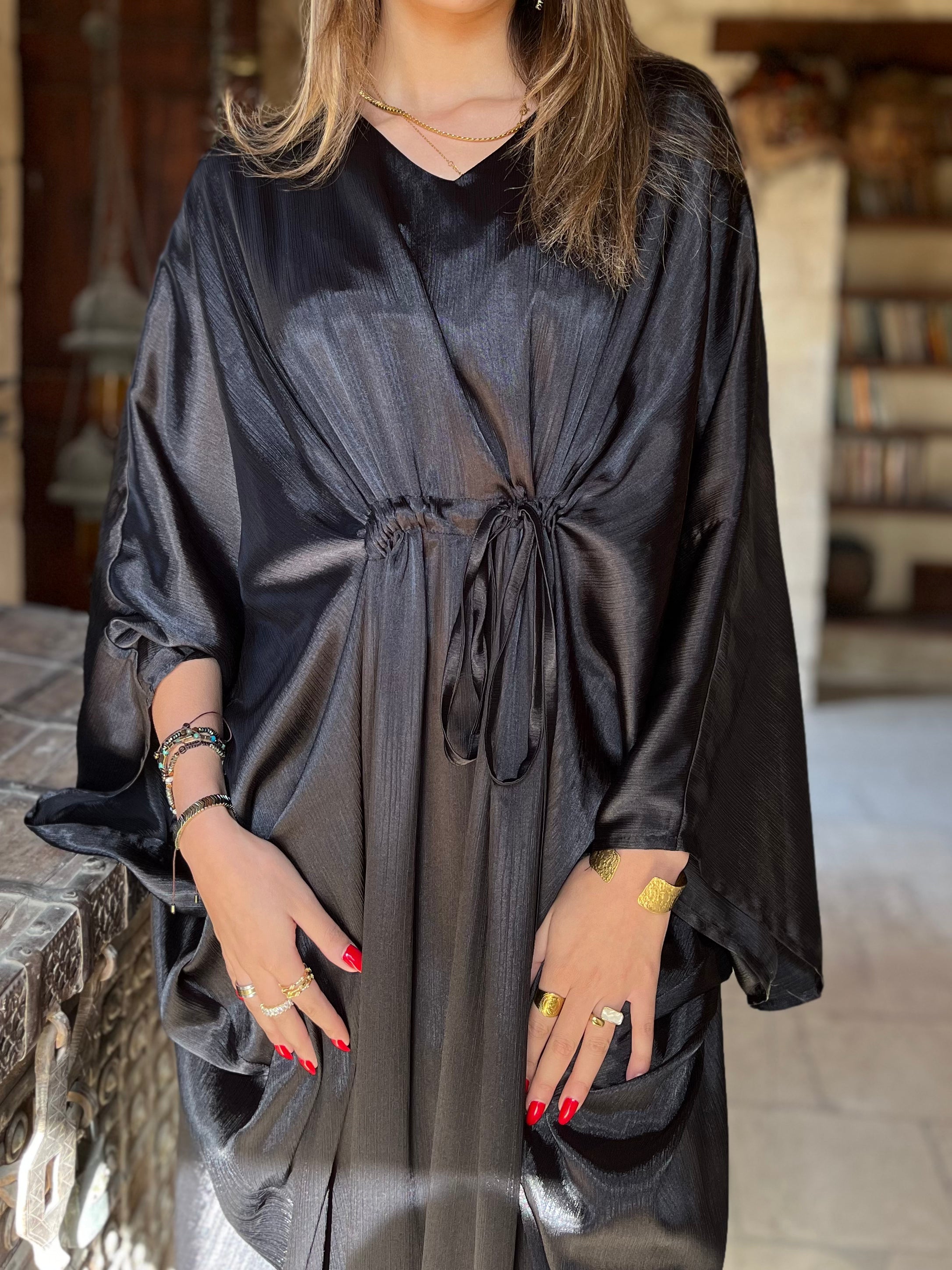 Black Shimmery Nubian Kaftan
