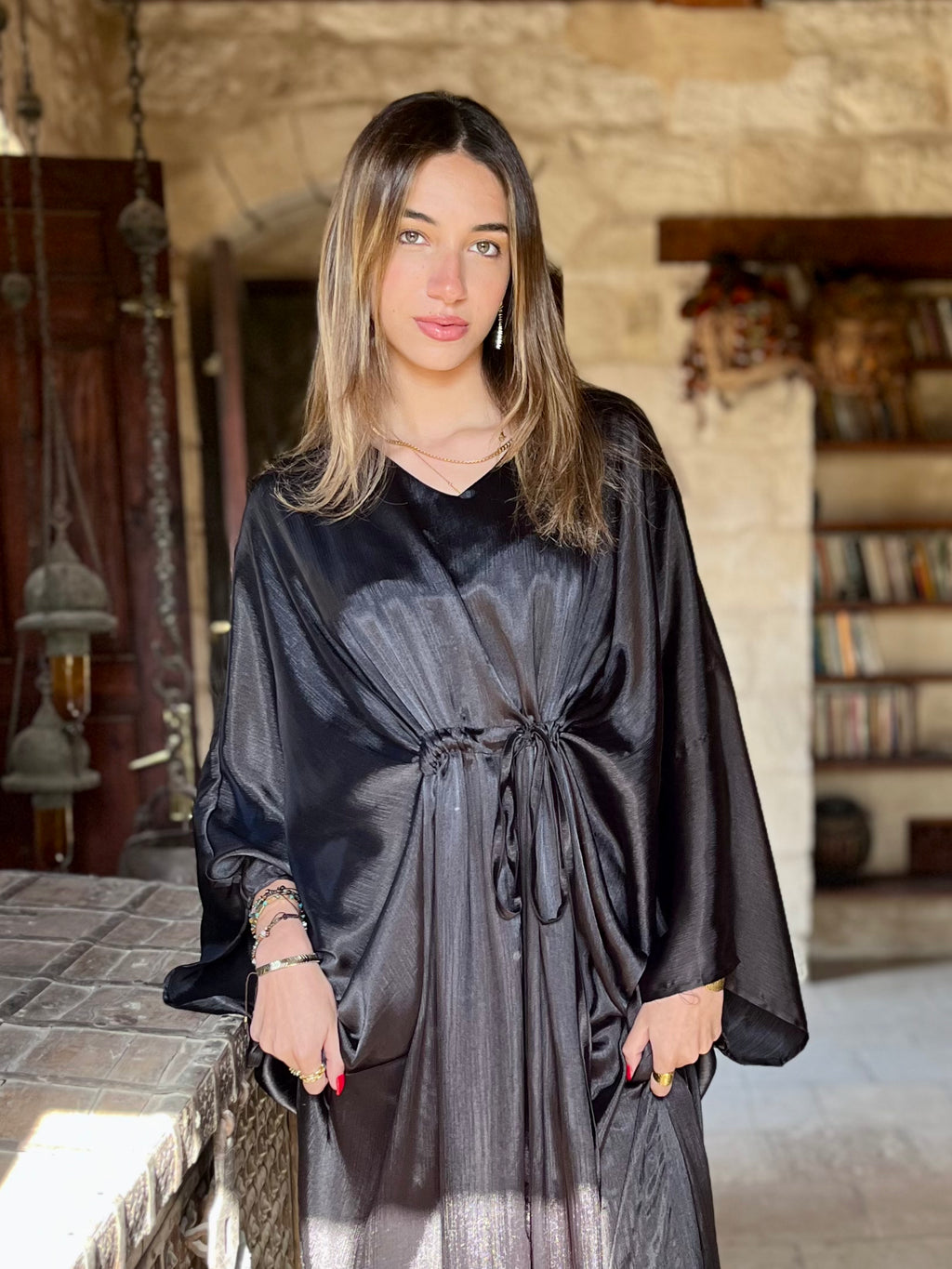 Black Shimmery Nubian Kaftan