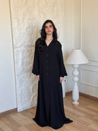 Black V Buttons Dress
