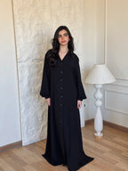 Black V Buttons Dress
