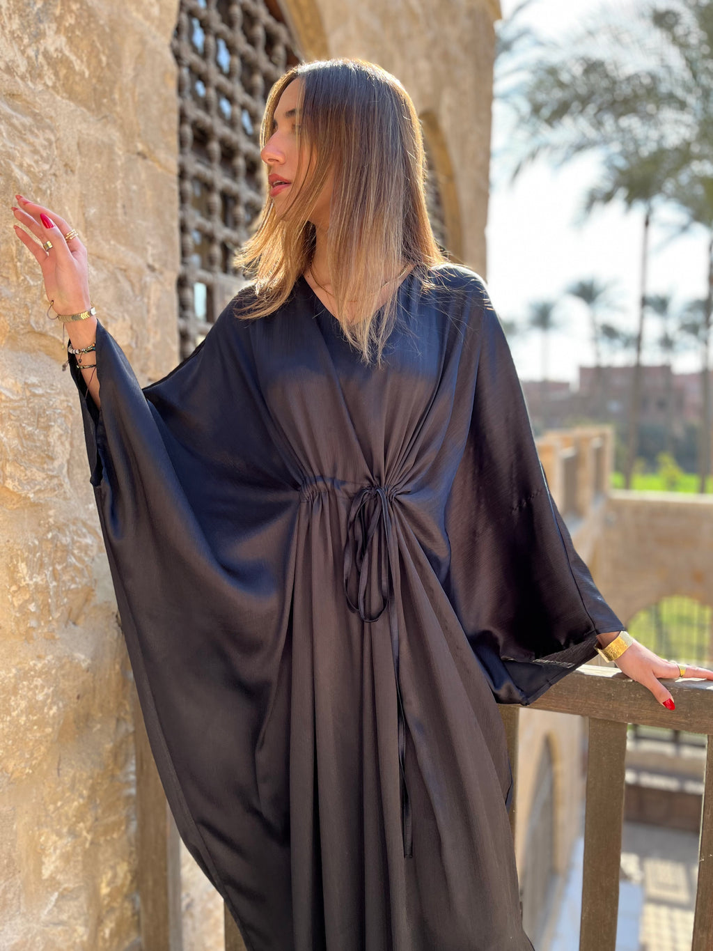 Black Shimmery Nubian Kaftan