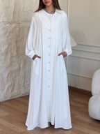 White V Buttons Dress