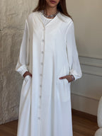 White V Buttons Dress