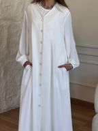 White V Buttons Dress