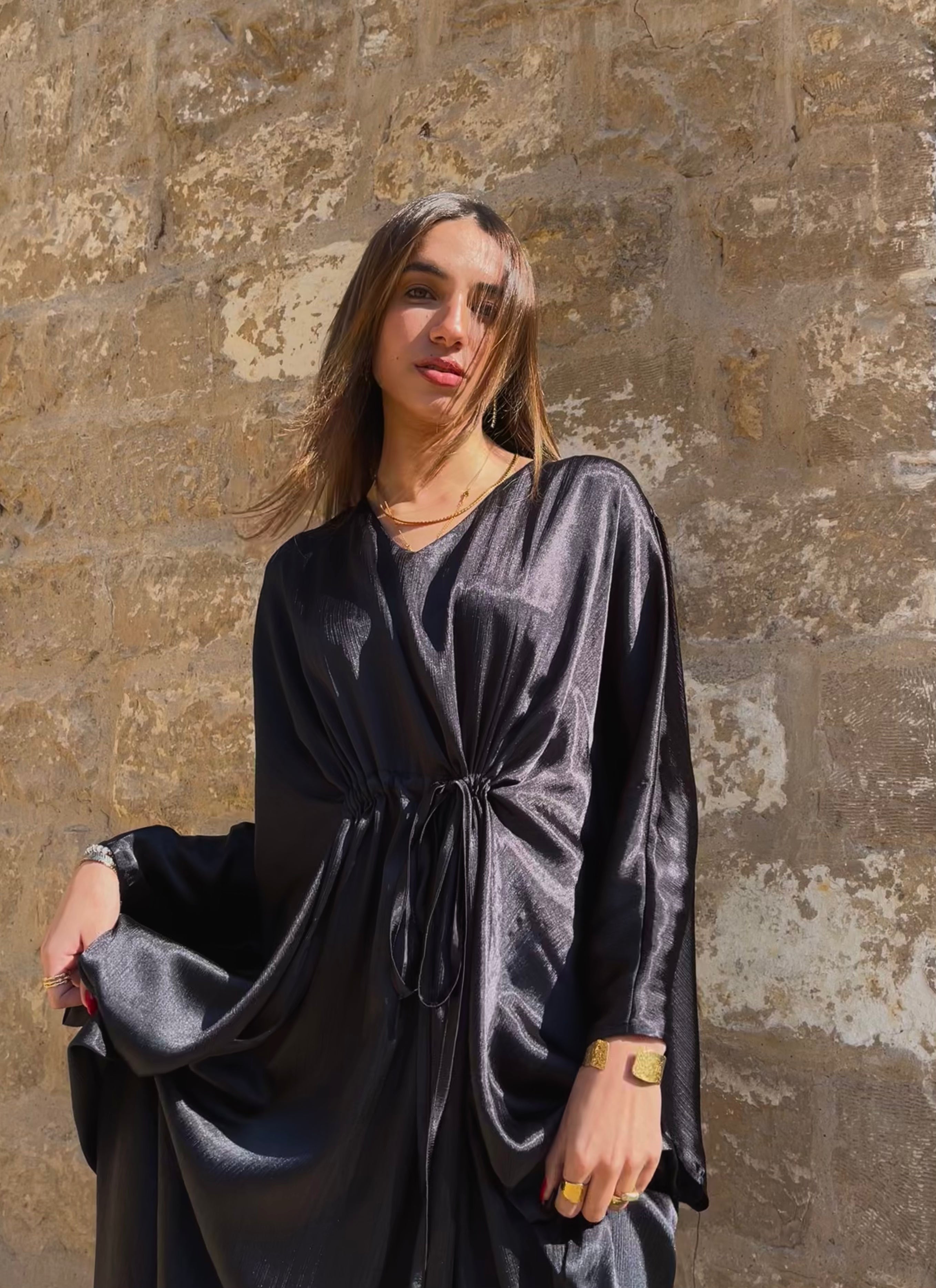 Black Shimmery Nubian Kaftan