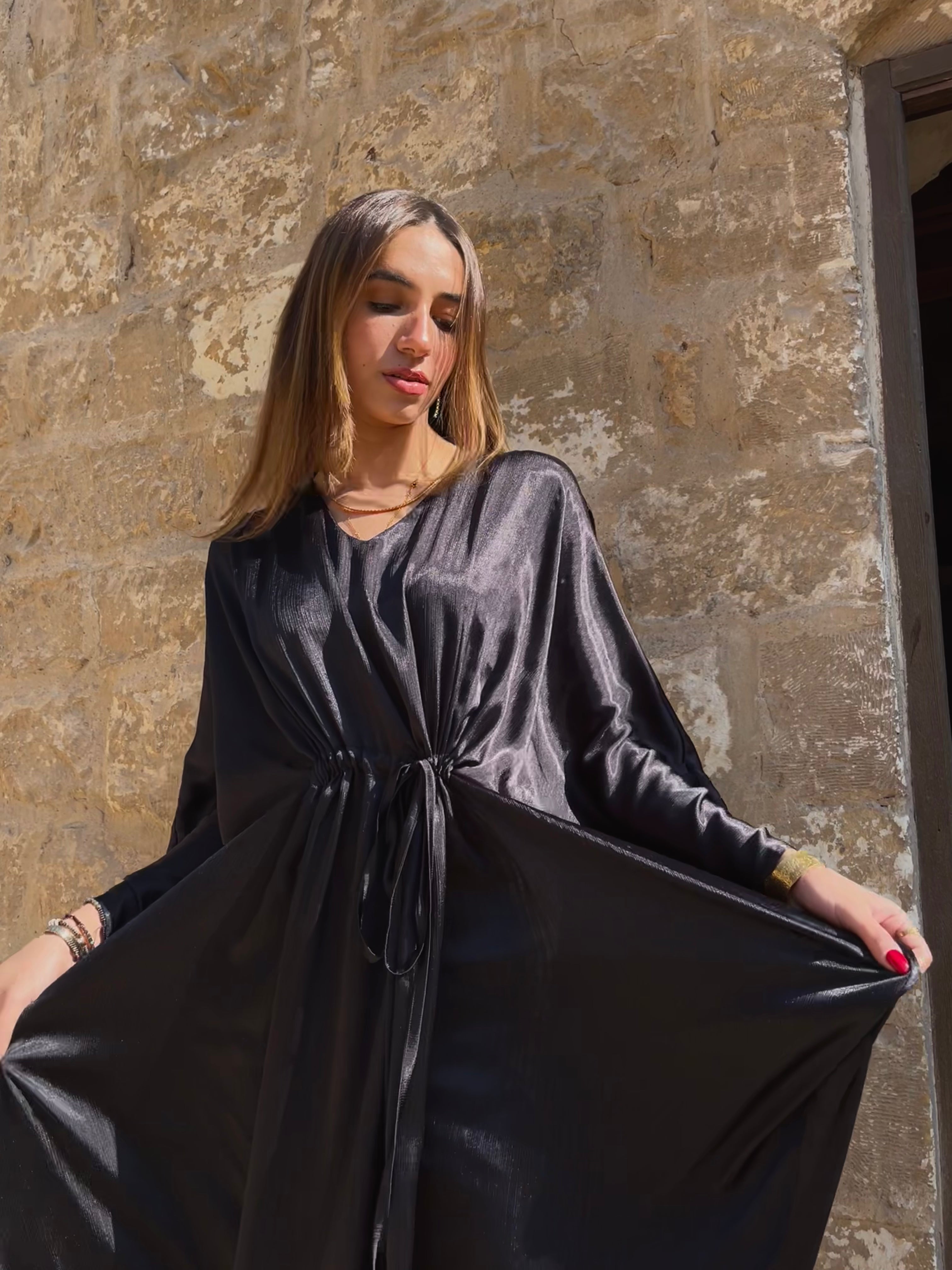Black Shimmery Nubian Kaftan