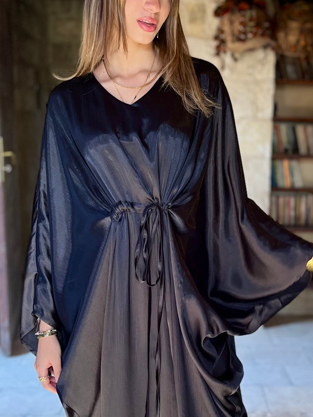 Black Shimmery Nubian Kaftan