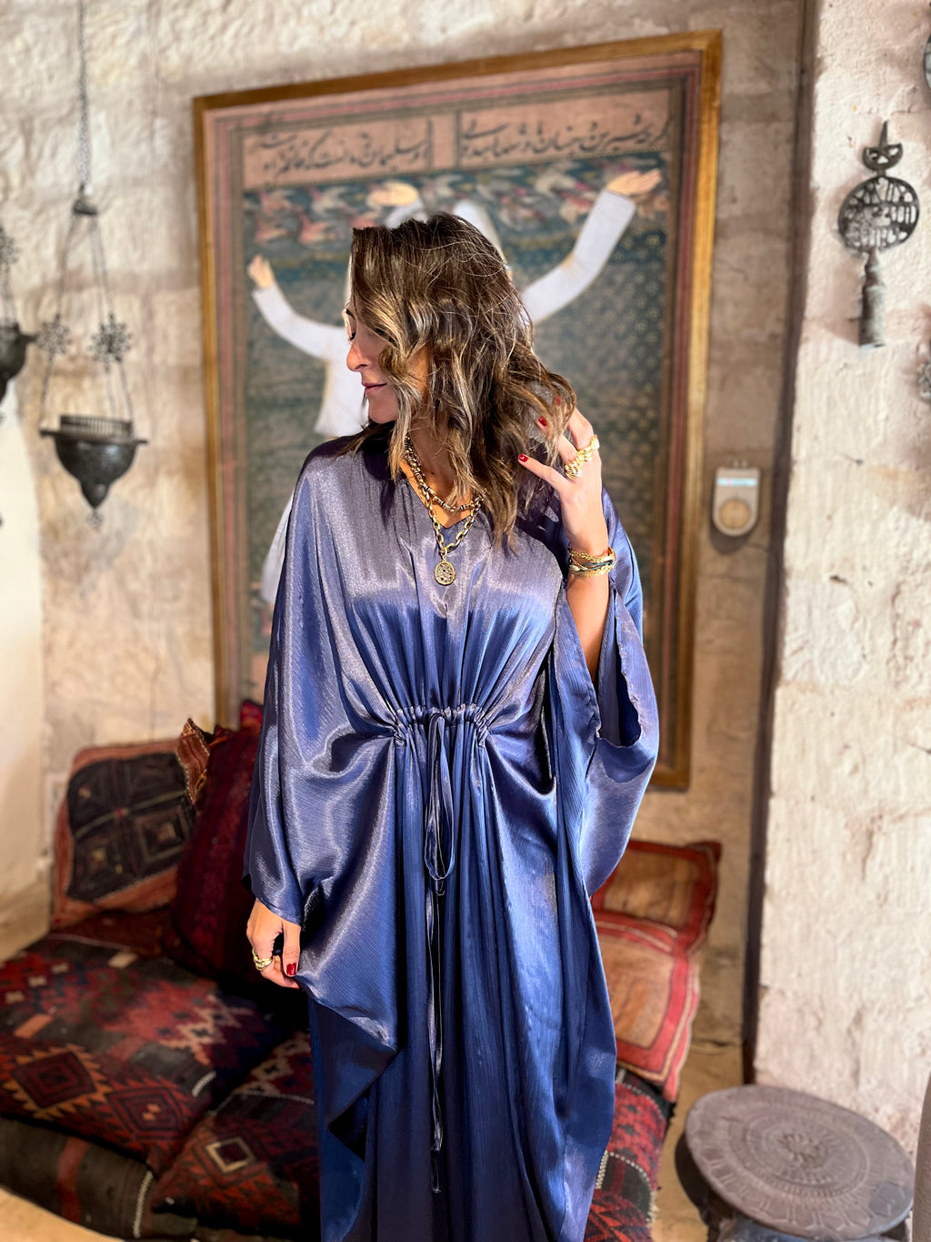 Navy Shimmery Nubian Kaftan