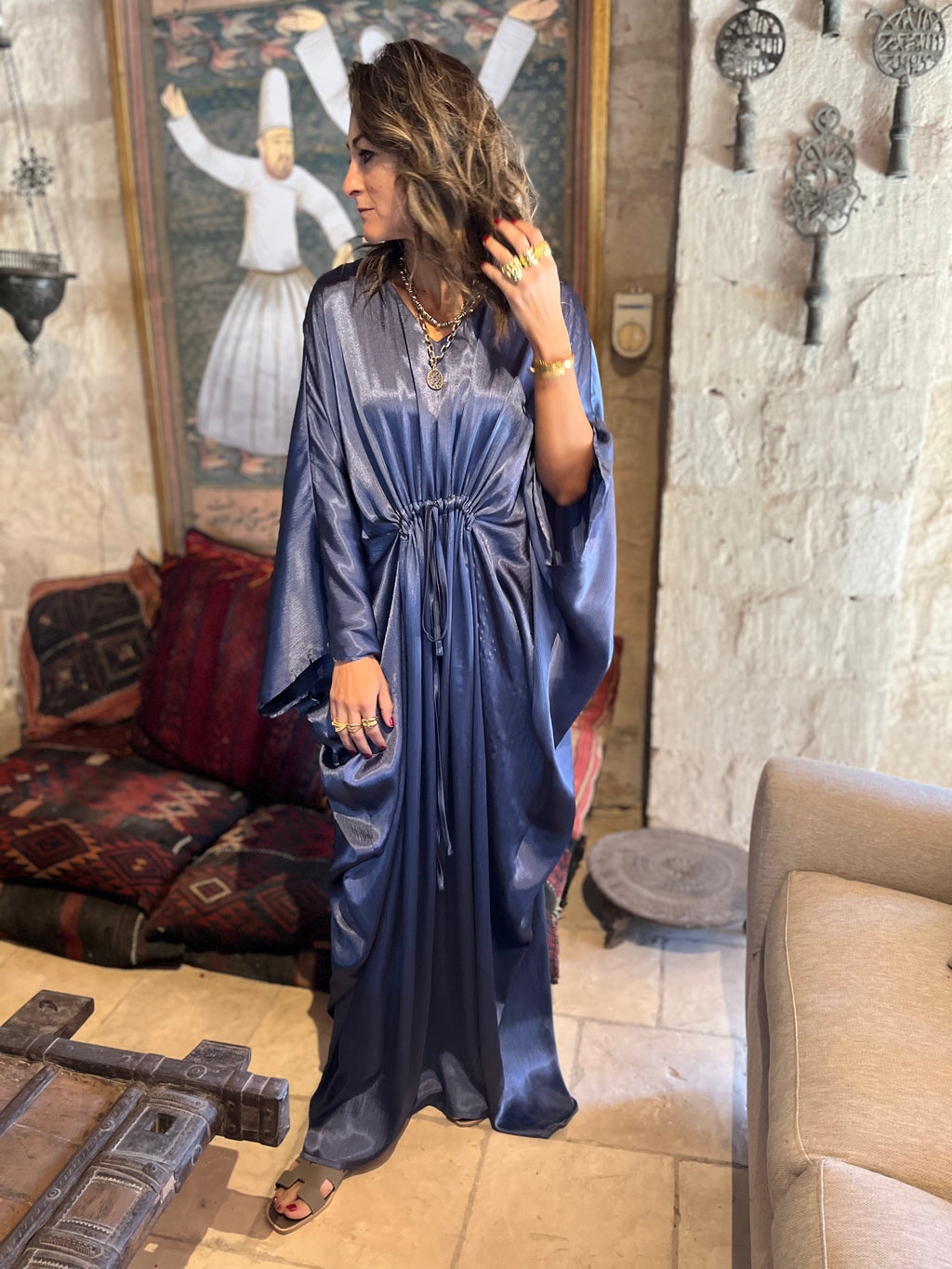 Navy Shimmery Nubian Kaftan