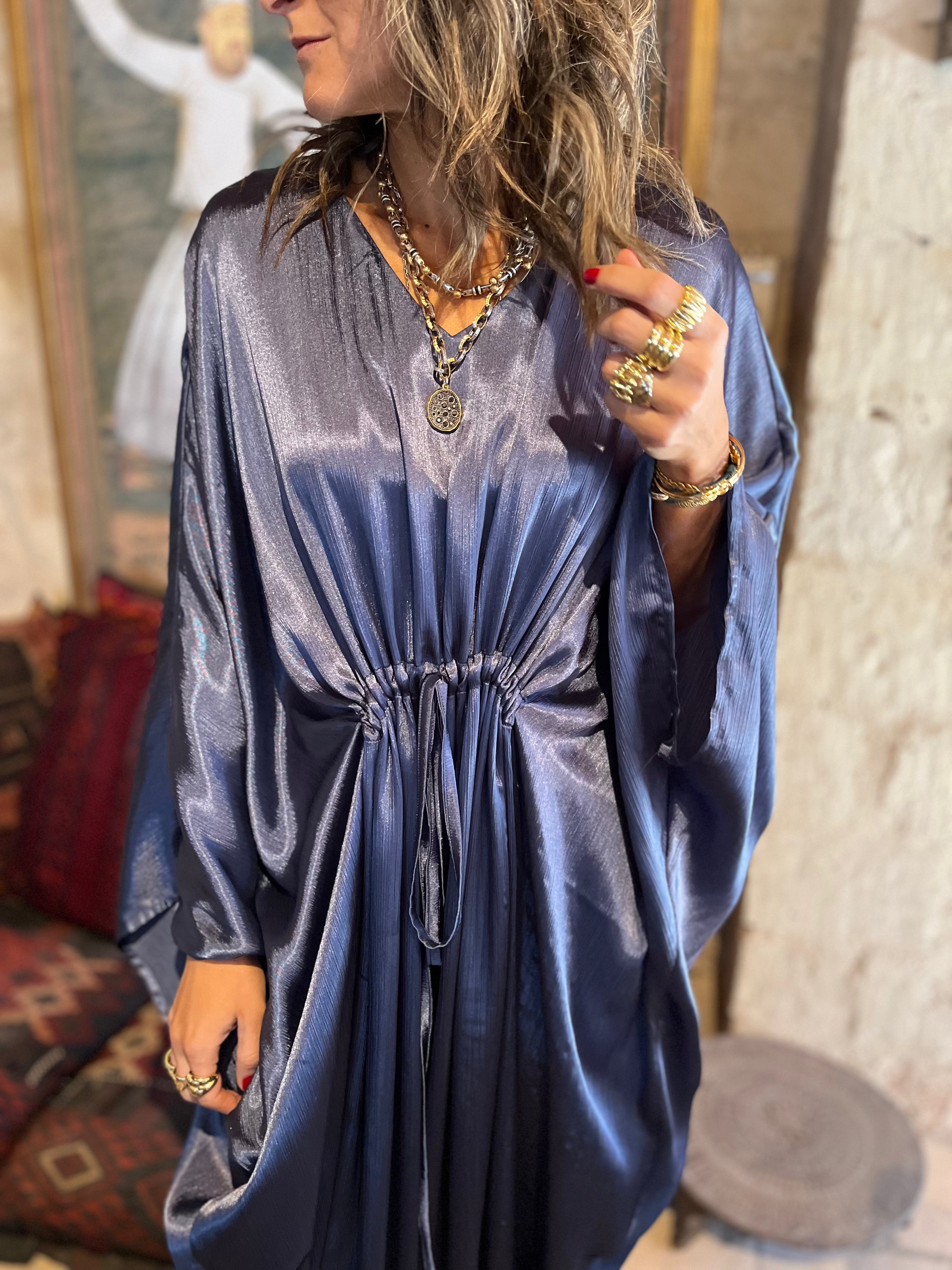 Navy Shimmery Nubian Kaftan