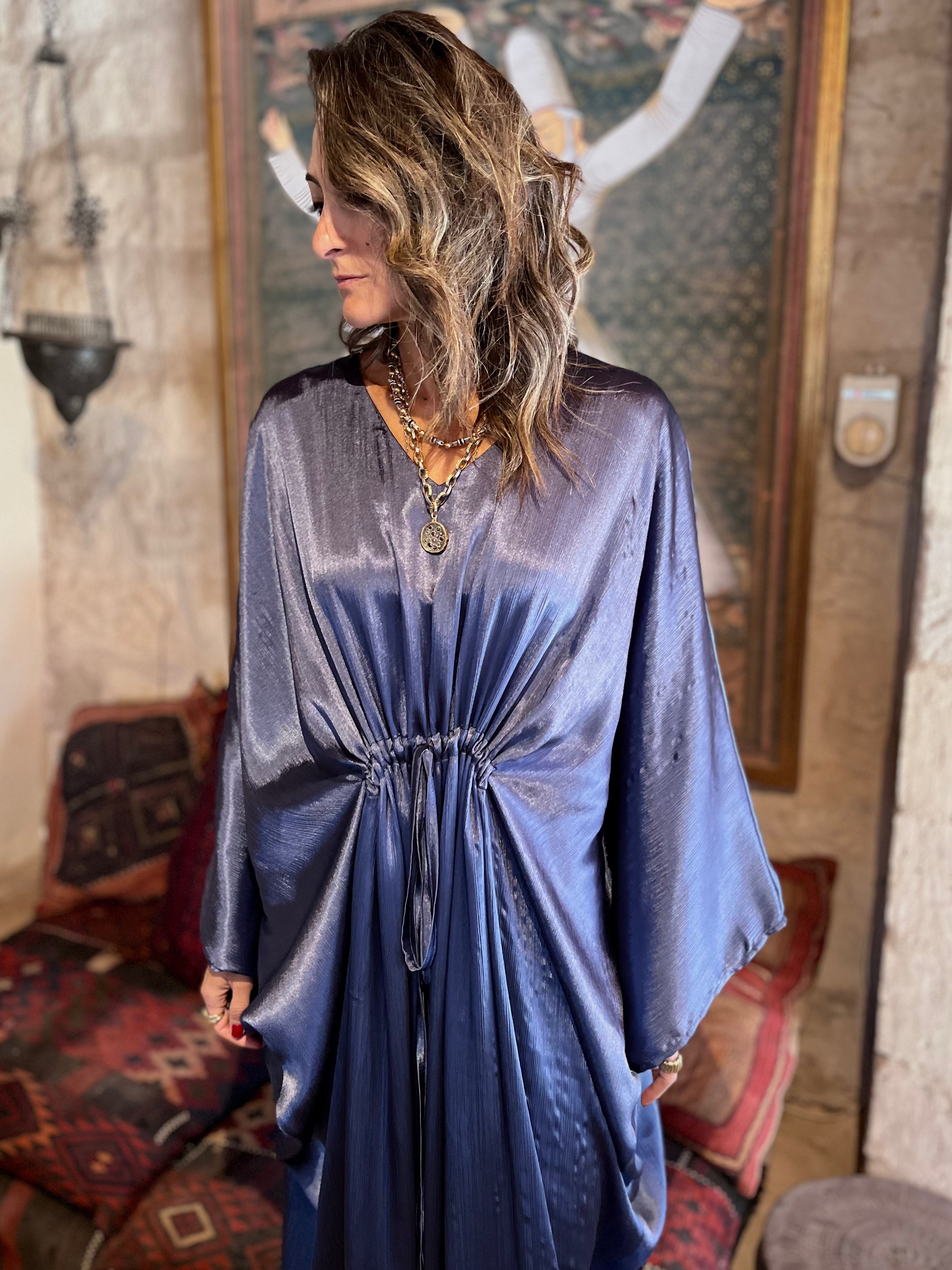 Navy Shimmery Nubian Kaftan