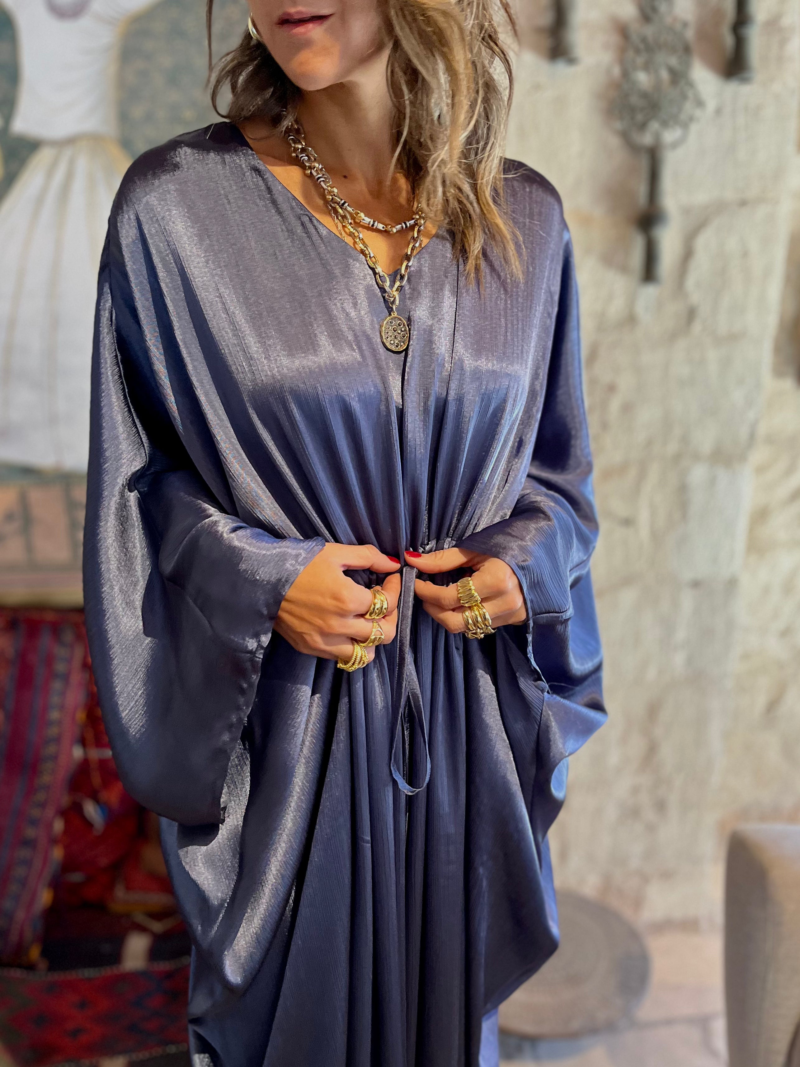 Navy Shimmery Nubian Kaftan