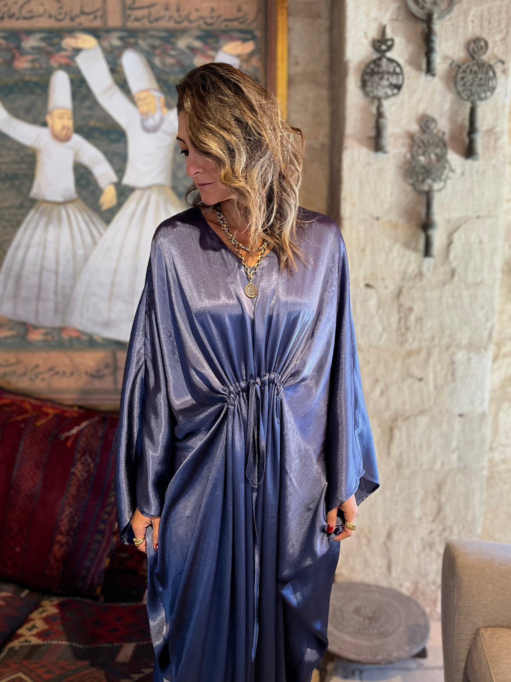 Navy Shimmery Nubian Kaftan