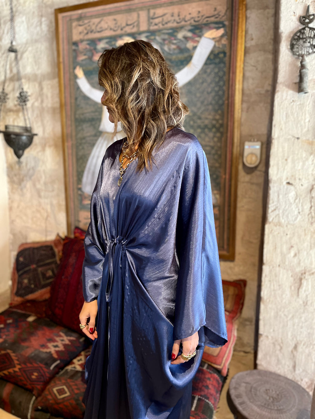Navy Shimmery Nubian Kaftan