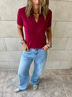Burgundy Frillu Signature Knit Polo