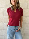 Burgundy Frillu Signature Knit Polo