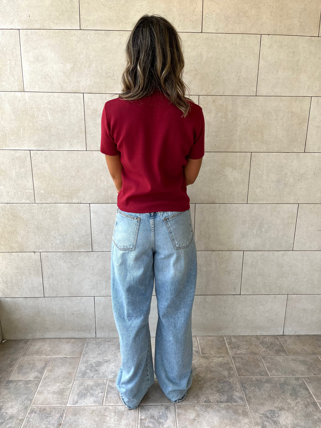 Burgundy Frillu Signature Knit Polo