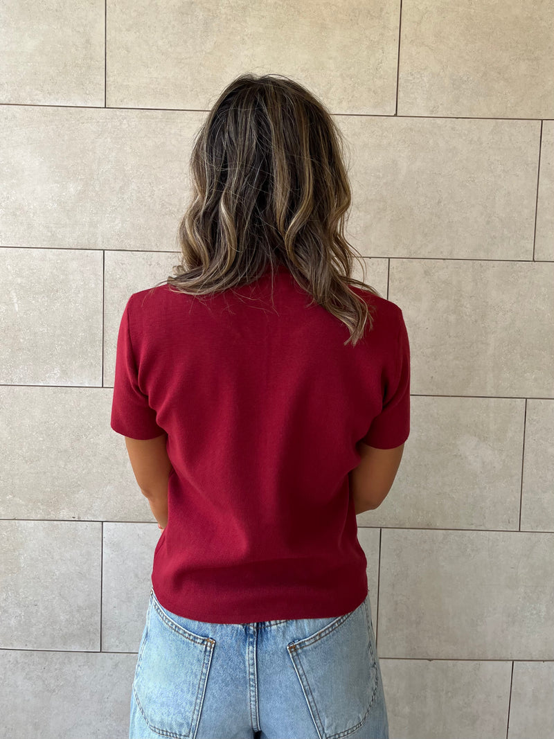Burgundy Frillu Signature Knit Polo