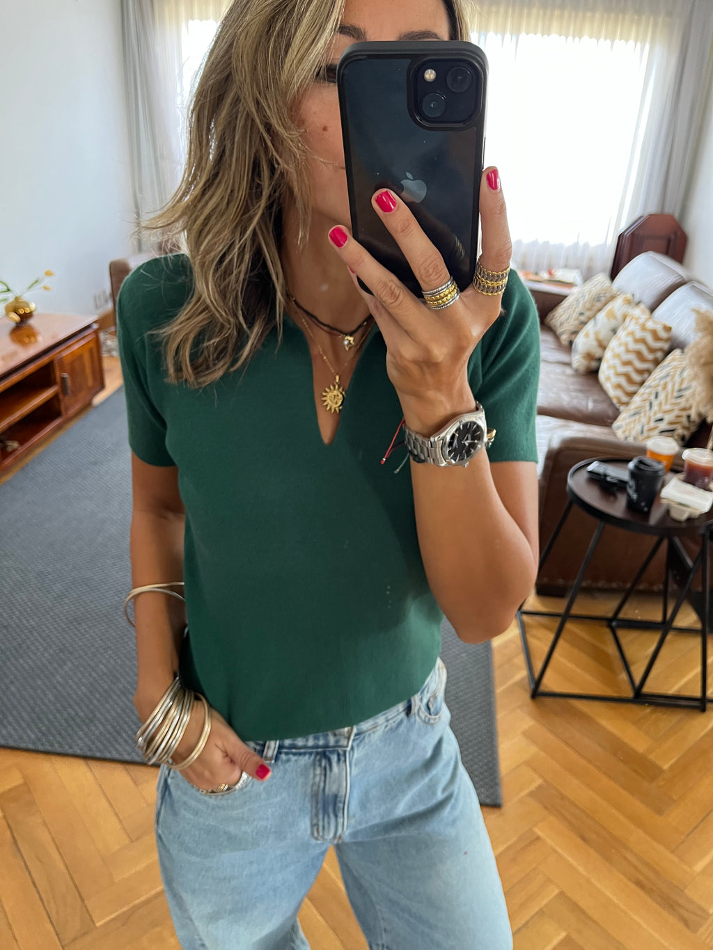 Teal Frillu Signature Knit Polo