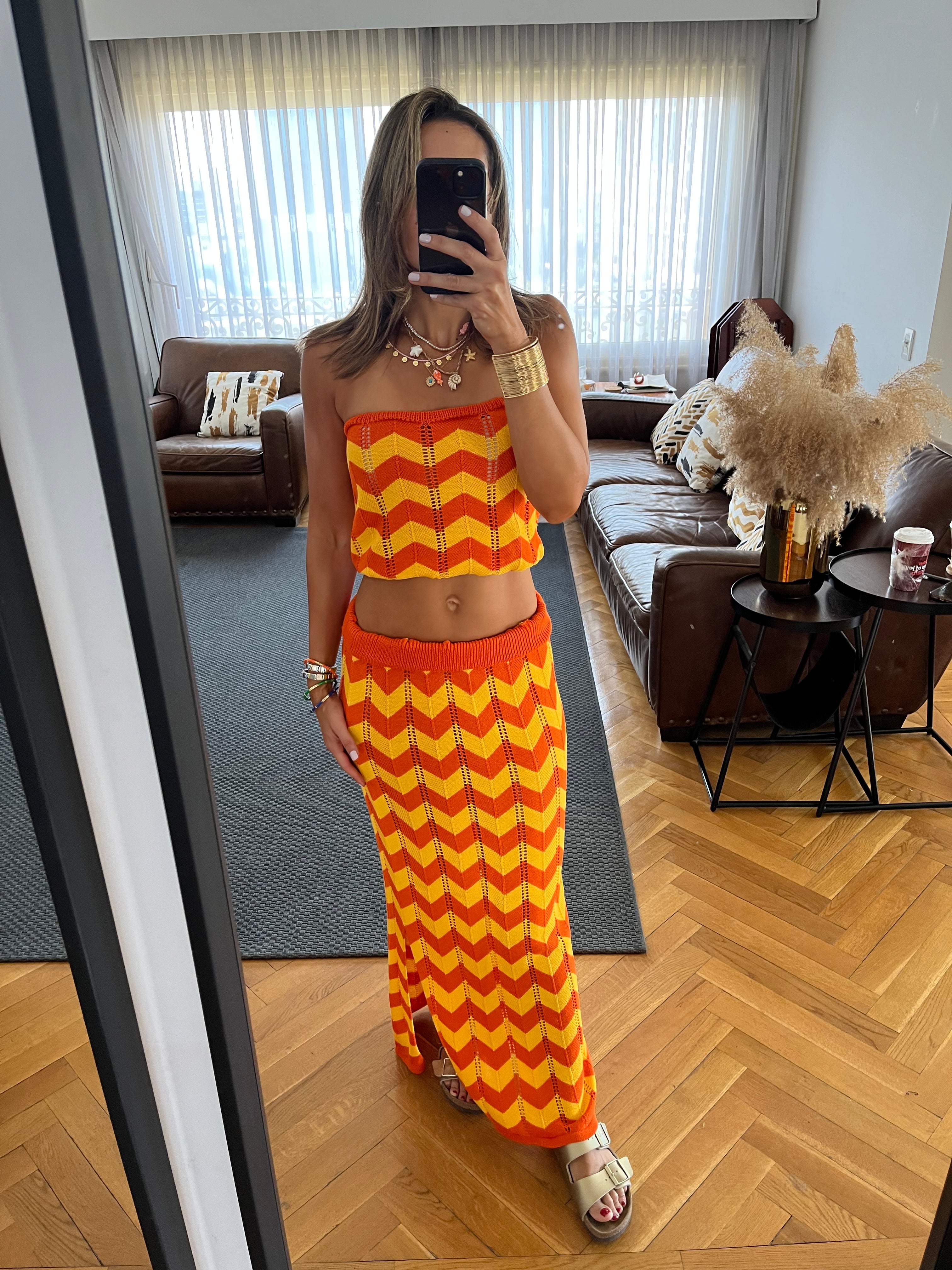 Tangerine Twist crochet skirt set