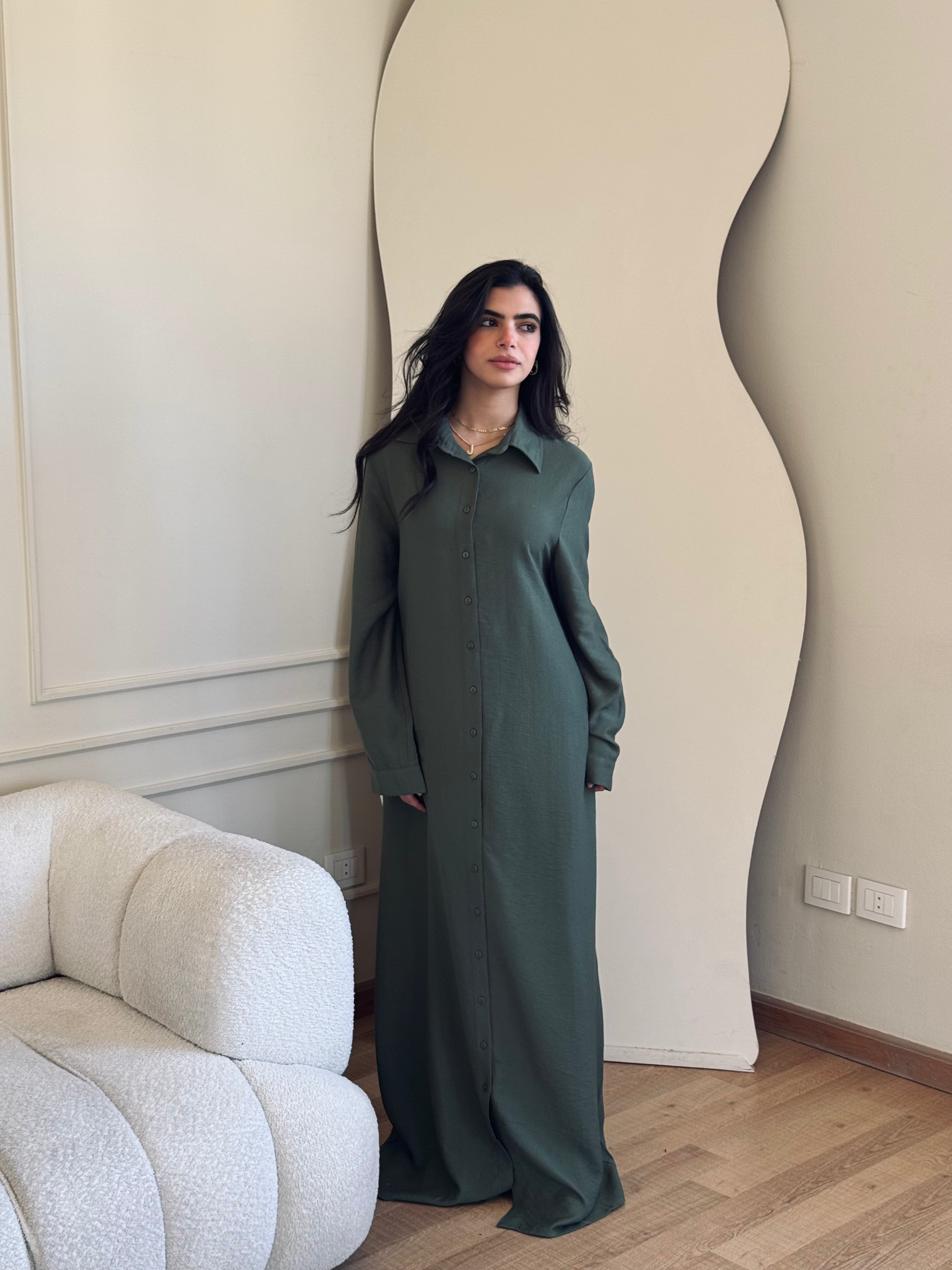 Olive Longline Ramadan Shirt Dress