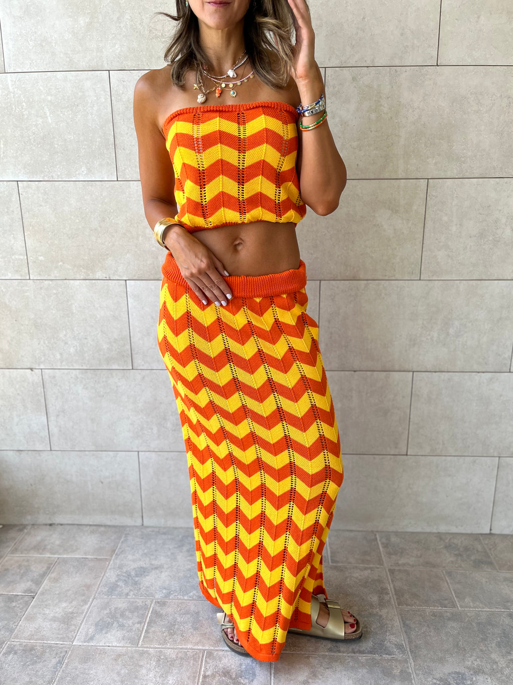 Tangerine Twist crochet skirt set