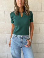 Teal Frillu Signature Knit Polo