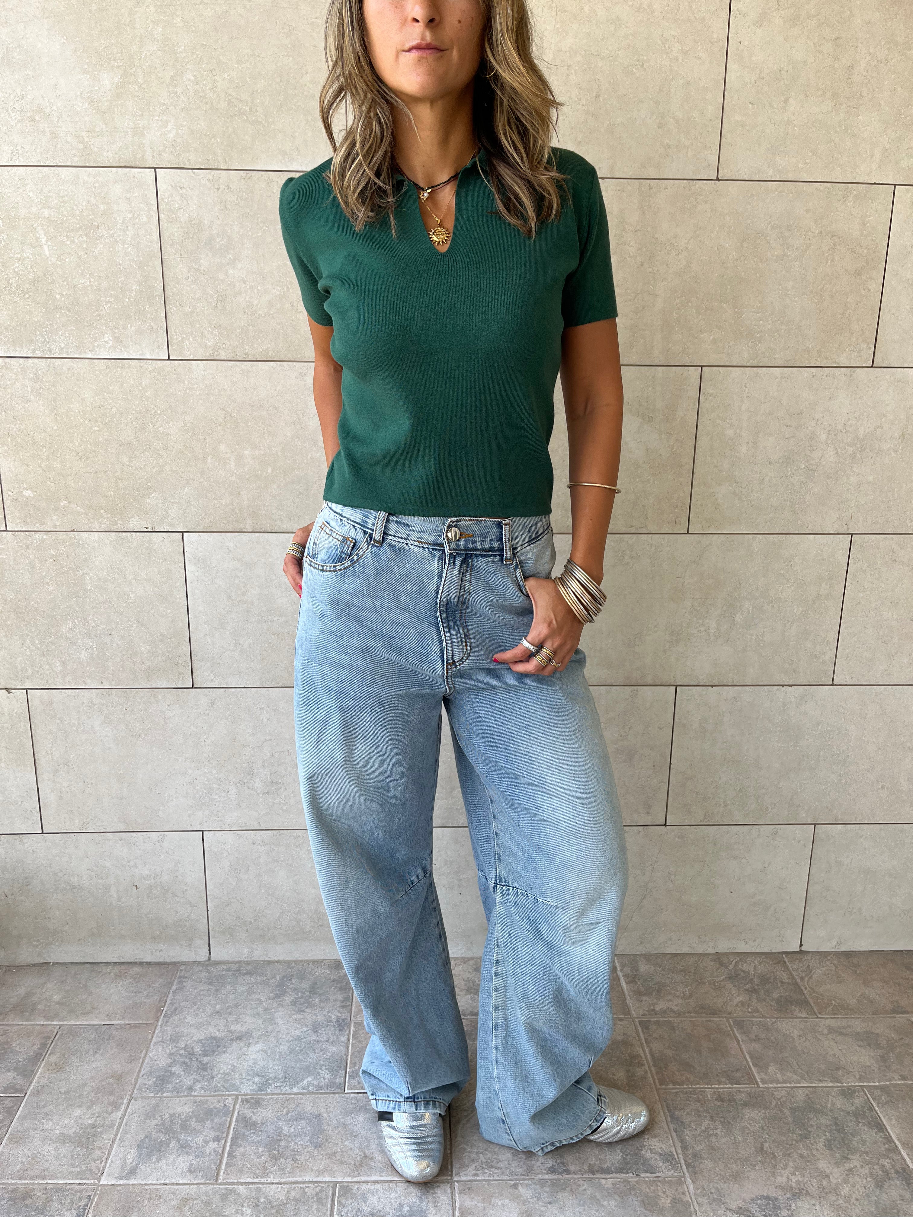 Teal Frillu Signature Knit Polo