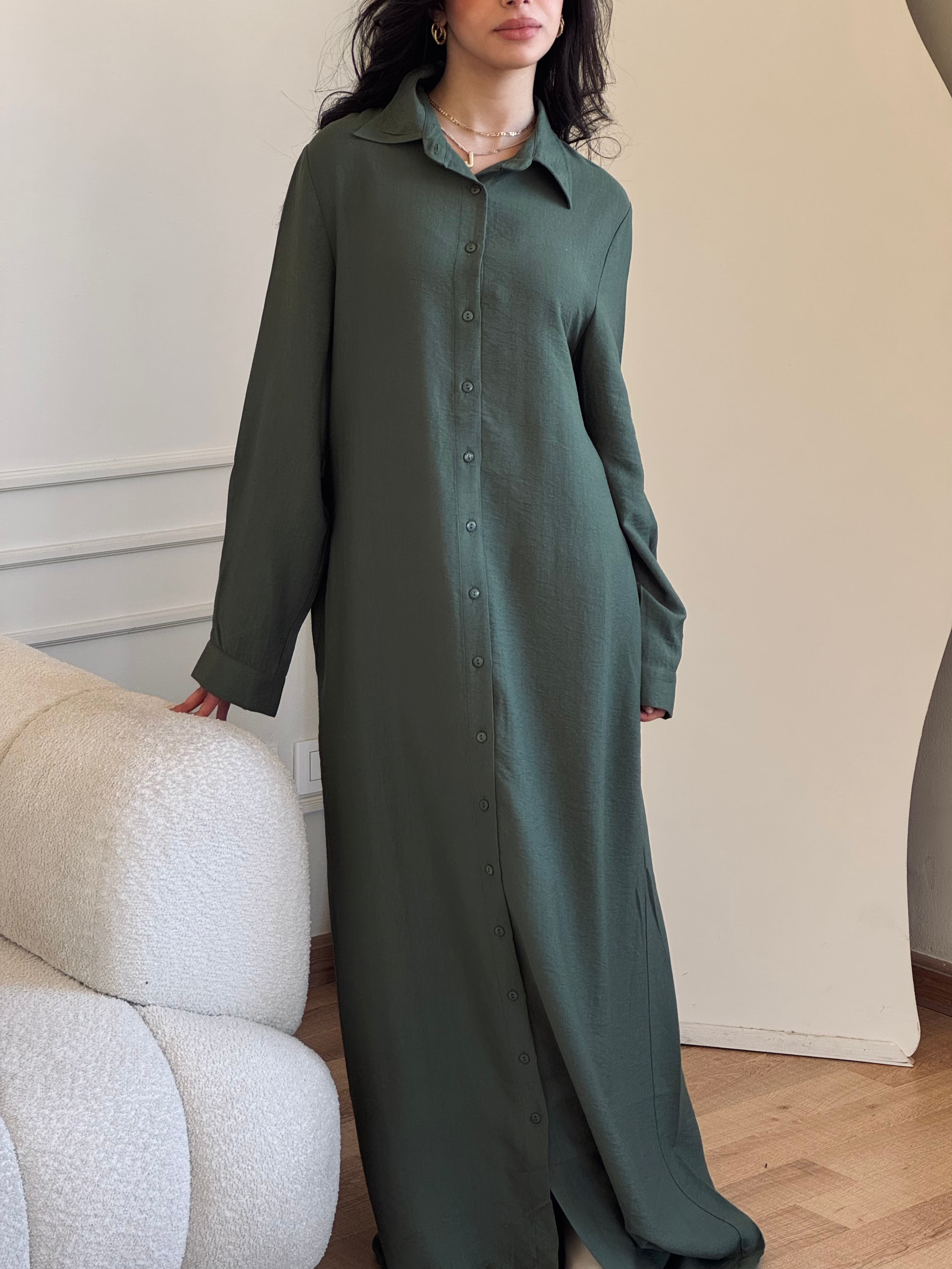 Olive Longline Ramadan Shirt Dress